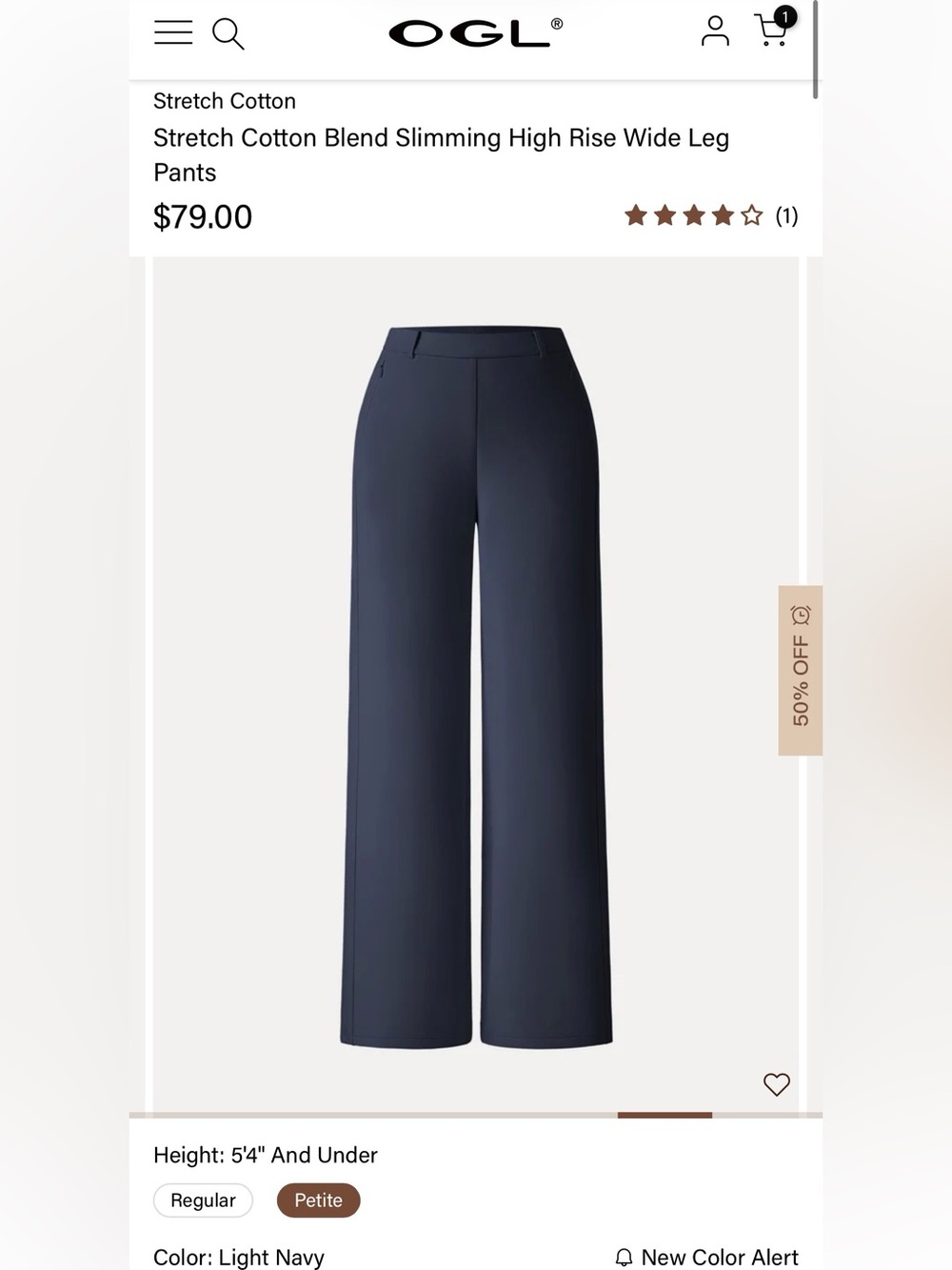 OGL Light Navy High-Rise Wide Leg Pants